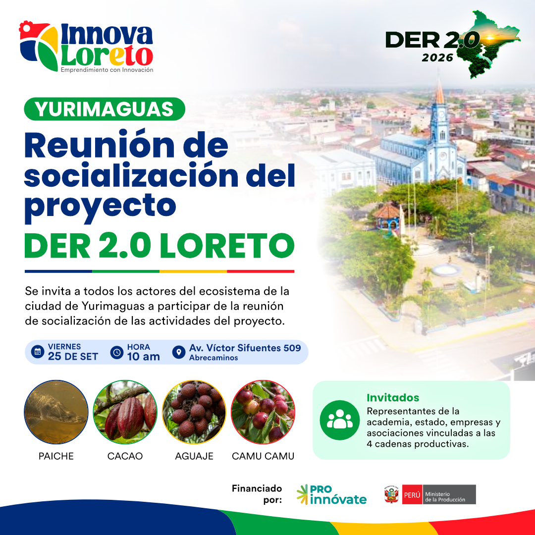 Invitación a Reunión de socialización del proyecto DER 2.0 Loreto en Yurimaguas