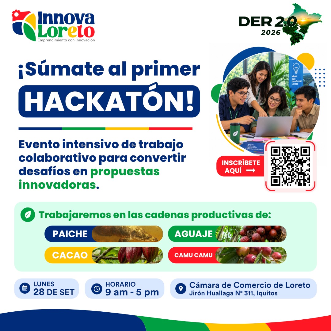 Hackatón DER 2.0 Loreto: construyamos soluciones para los desafíos productivos de la región